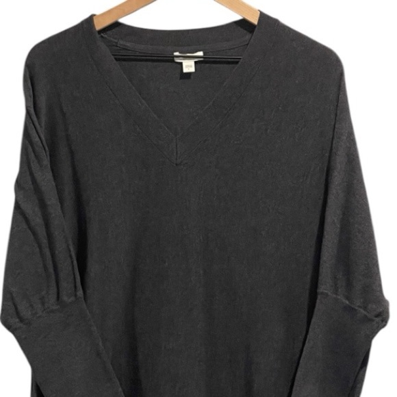 Pure Jill Oversized V-Neck Sweater, Blue, Drop Shoulder, 3/4 Length Sleeves, L - Picture 11 of 11